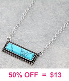 Turquoise rectangle bar necklace