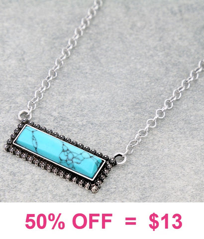Turquoise rectangle bar necklace