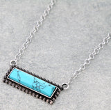 Turquoise rectangle bar necklace