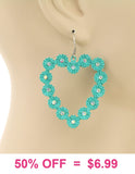 Turquoise heart outline earrings with bling