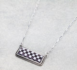 Checkered bar becklace