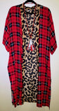 * Red Plaid & Leopard Kimono *