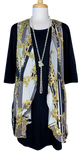 Black and White Stripe Vest with Gold Scroll
