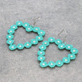 Turquoise heart outline earrings with bling