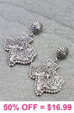 Silver Texas tooled earrings with bling trim