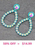 Turquoise Bling Teardrop Earrings with stud post