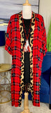 * Red Plaid & Leopard Kimono *