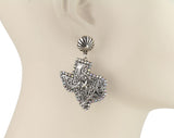 Silver Texas tooled earrings with bling trim