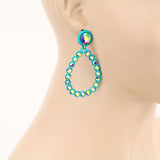 Turquoise Bling Teardrop Earrings with stud post