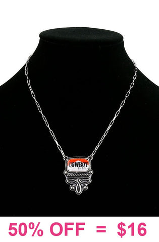 Cowboy pendant silver necklace
