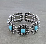 Silver and Turquoise concho stretch bracelet