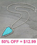 Turquoise Heart Pendant on Silver Ball Chain Necklace