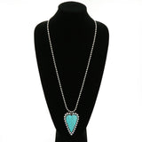 Turquoise Heart Pendant on Silver Ball Chain Necklace