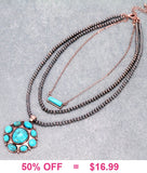 Copper beaded 3 layer necklace with Turquoise pendant