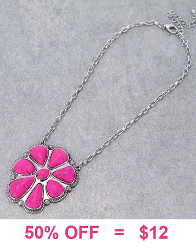 Pink Concho pendant necklace
