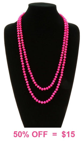 Hot Pink Crystal 60" Layering Necklace