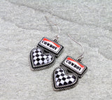 Cowboy Checkered heart earrings
