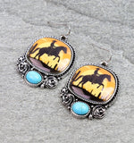 Cowboy photo pendant earrings