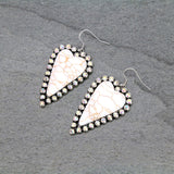 Cream stone heart earrings with bling trim