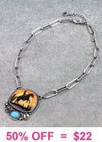 Silver Link necklace with Cowboy pendant