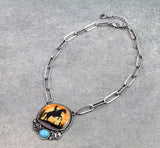 Silver Link necklace with Cowboy pendant