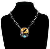 Silver Link necklace with Cowboy pendant