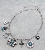 Bling Turquoise charm necklace