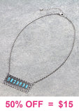 Turquoise stones rectangle bar necklace
