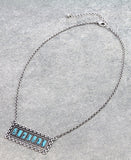 Turquoise stones rectangle bar necklace