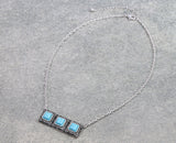 Triple Turquoise stone necklace
