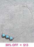 Triple Turquoise Color Heart  necklace
