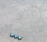 Triple Turquoise Color Heart  necklace