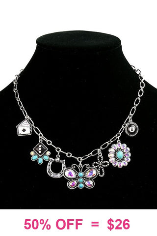 Bling Turquoise charm necklace