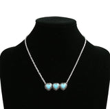 Triple Turquoise Color Heart  necklace