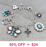 Western, Casino, bling Charm bracelet