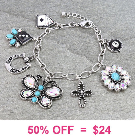 Western, Casino, bling Charm bracelet