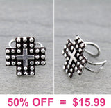 Silver studded cross ring