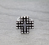 Silver studded cross ring