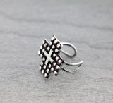Silver studded cross ring
