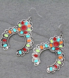 Colorful Inlay silver squash blossom earrings