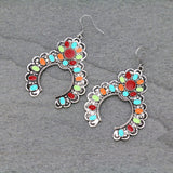 Colorful Inlay silver squash blossom earrings