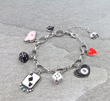 Casino, card, dice charm bracelet
