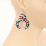 Colorful Inlay silver squash blossom earrings