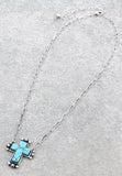 Silver necklace with Turquoise cross