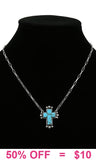 Silver necklace with Turquoise cross