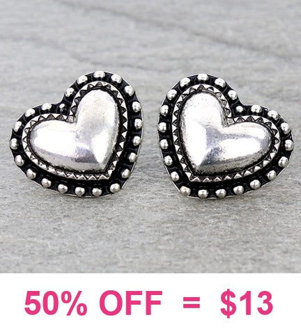 Silver Heart stud earrings