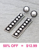 Silver studded Bar earrings with stud post