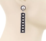 Silver studded Bar earrings with stud post