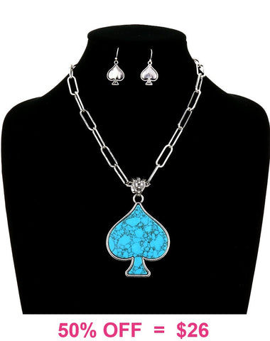 Turquoise spade pendant necklace