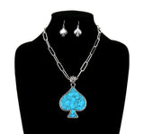 Turquoise spade pendant necklace